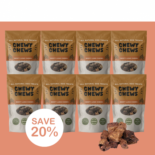8x 100g Packs of Beefy Lung Chews