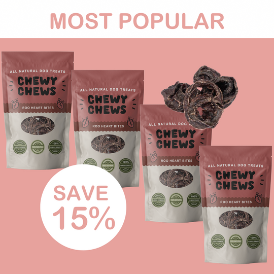 4x 100g Packs of Roo Heart Bites