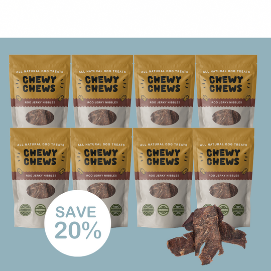8x 100g Packs of Roo Jerky Nibbles