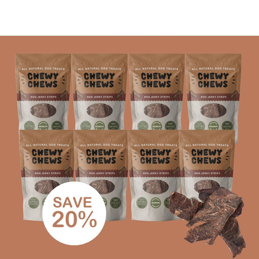 8x 100g Packs of Roo Jerky Strips