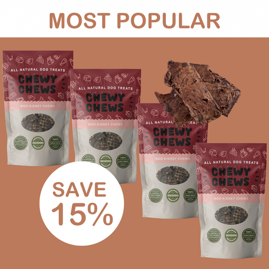 4x 100g Packs of Roo Kidney Chews