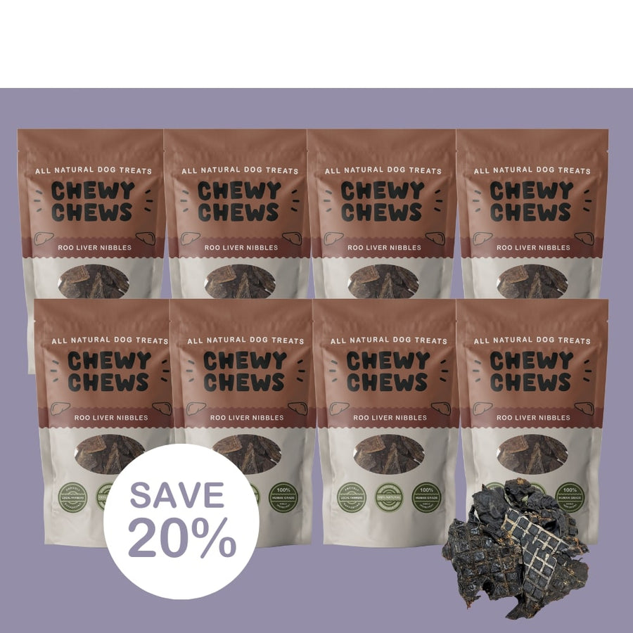 8x 100g Packs of Roo Liver Nibbles