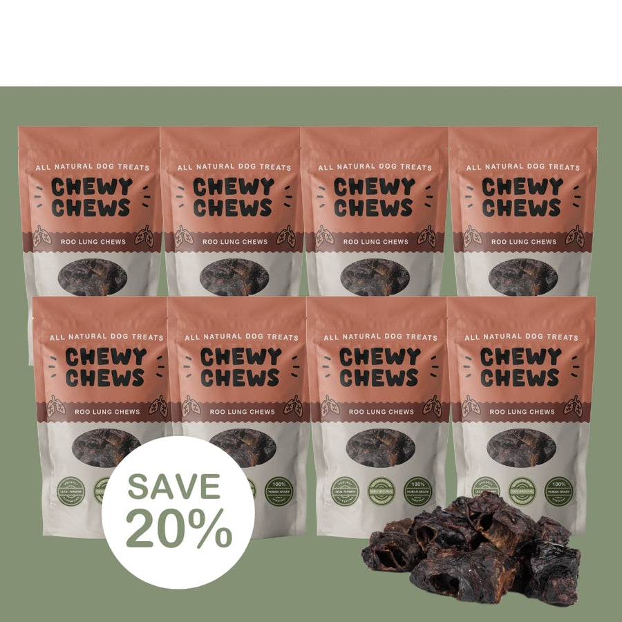 8x 100g Packs of Roo Lung Chews