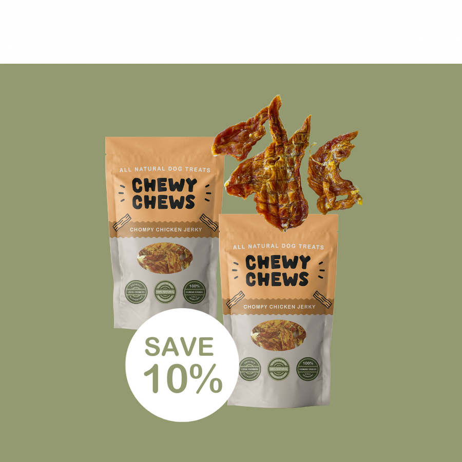 2x 100g Packs of Chompy Chicken Jerky